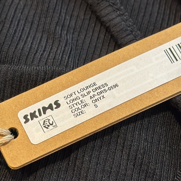 Skims | Long Slip Dress Ribbed in Onyx Black Size S Small - Picture 10 of 12